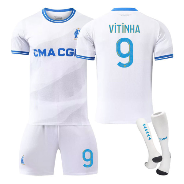 23-24 Marseille hjem ny fodbolduniform børnestuderende træningsdragt jersey sportstøj NO.9 VITINHA 20