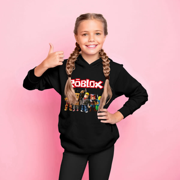 Roblox hættetrøje til børn Overtøj Pullover sweatshirt black 140cm