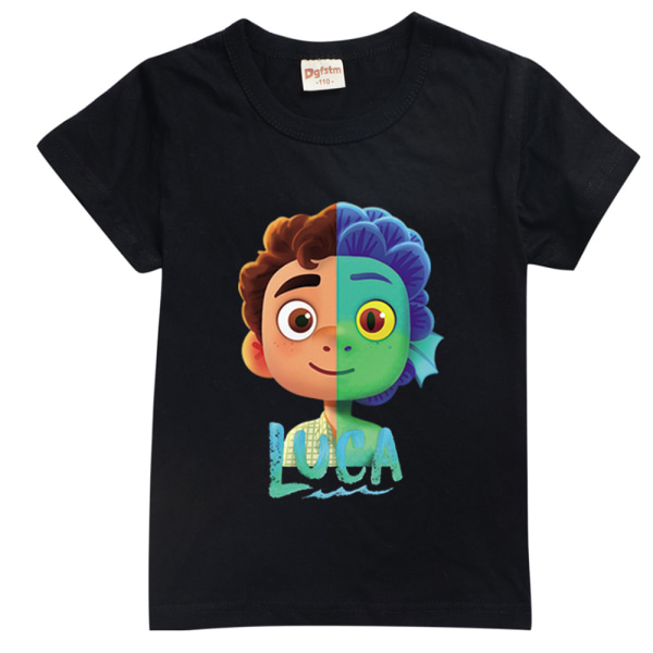 LUCA drenge sommer afslappet kortærmet tegneserie havmonster T-shirt black 130cm