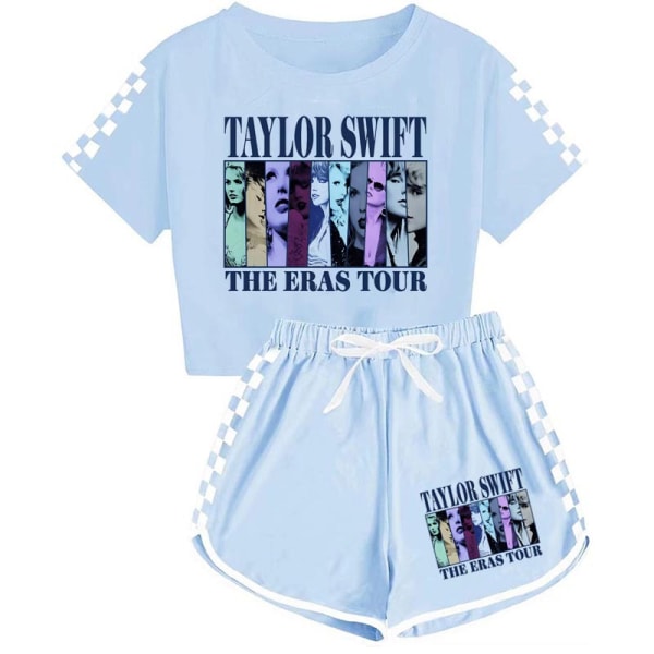 Taylor Swift herr och dam T-shirt + shorts sport pyjamas barn set Purple Purple 130cm