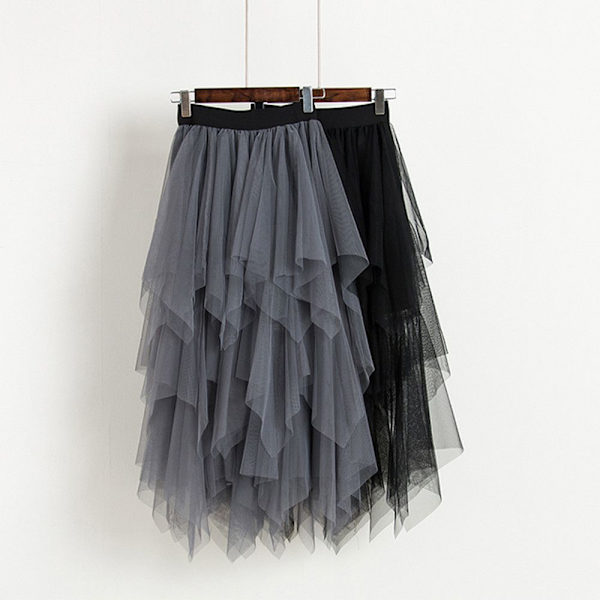 Mesh tyl nederdel lagdelt kjole SORT black