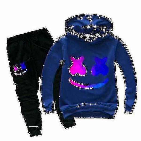 Gutter Dj Barnesett Gift Age Hot Children T-skjorte Marshmello Music Boy Marshmello Dj Music Kids T-skjorte Barn Sportswear Set Gift Age9-14 Hot V blue 130cm