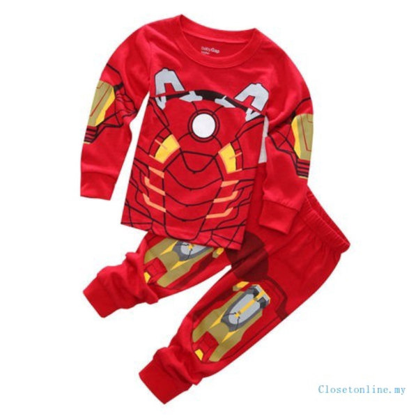 Pojkar långärmade byxor 2 st Outfits Marvel Iron Man kostym Captain 1 130