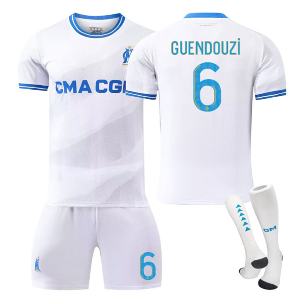 23-24 Marseille hjem ny fotballdrakt barnas student treningsdress jersey sportsklær NO.6 GUENDOUZI XS