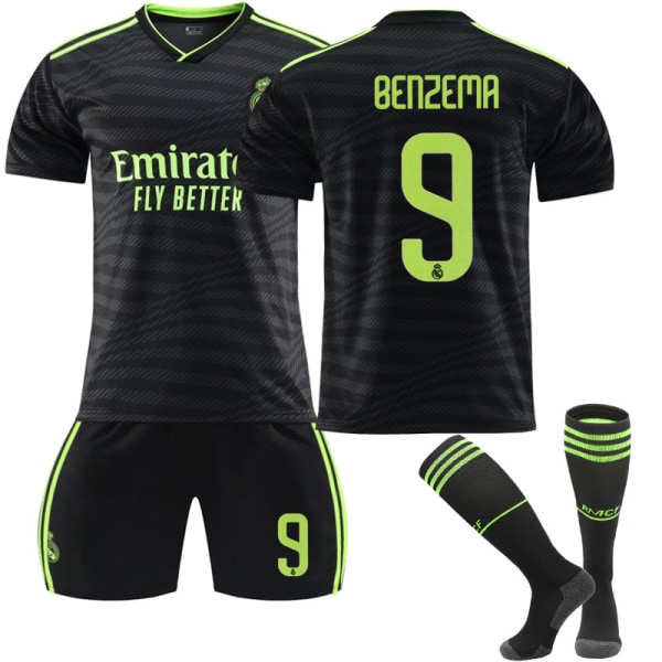 22-23 Real Madrid Bortröja Kits Fotbollsträning T-shirt kostym HAZARD 7 BENZEMA 9 Kids 18(100-110CM)