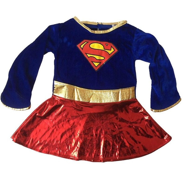 Halloween Födelsedag Supergirls Cosplay Kostym Barn Barn Super Girls Klänning Present Party Fancy L 120-130cm height