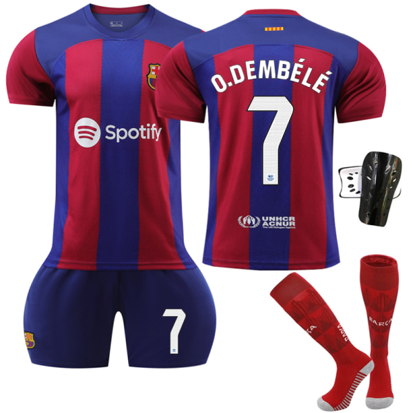 23-24 Barcelona Home Kids Football Kit #7 Treningsdrakt Kids 18(100-110CM)