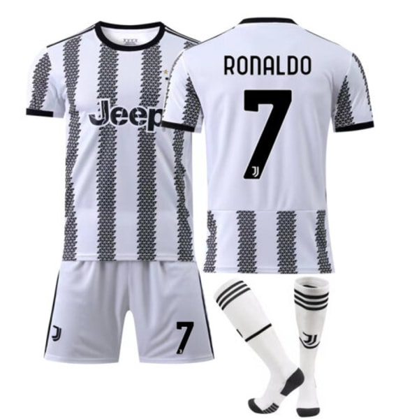 22-23 Juventus Ronaldo #7 Juv Soccer Kit aikuisille/lapsille L