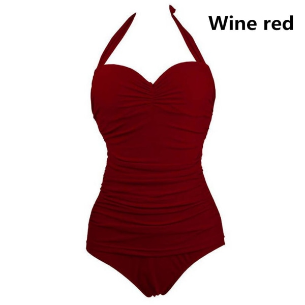 Tummy Control -pehmustettu uimapuku naisille wine red XL