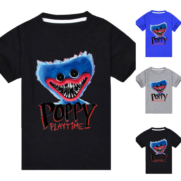 Poppy Playtime Huggy Wuggy sommer T-shirt med korte ærmer til børn grey 150cm