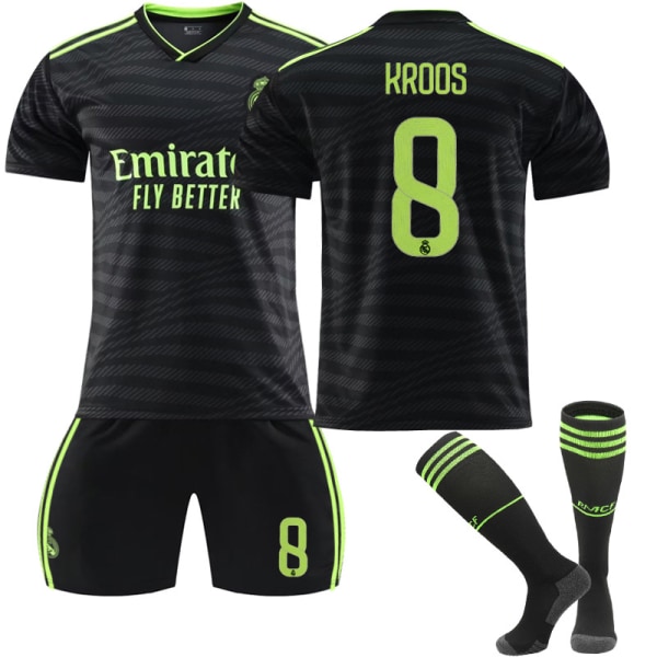 22-23 Real Madrid Bortröja Kits Fotbollsträning T-shirt kostym HAZARD 7 KROOS 8 Kids 18(100-110CM)