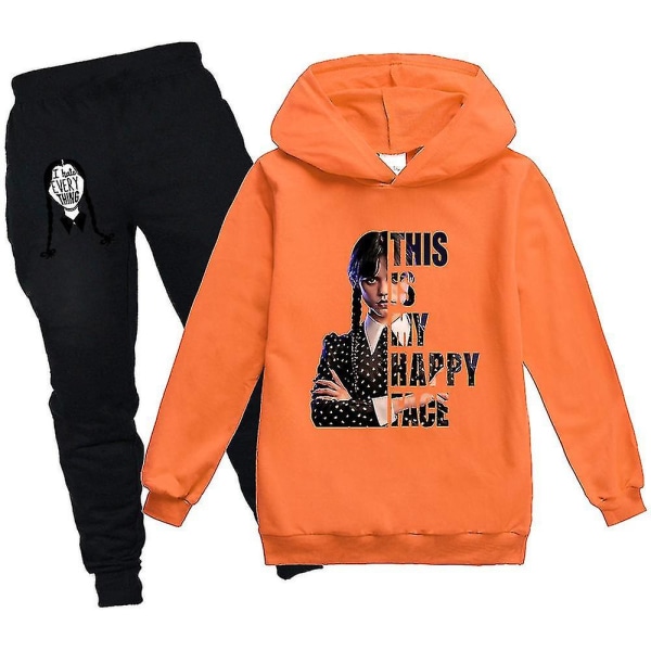 Wednesday Family Hettegenser Barn Unisex Pack Addams Sweatshirt Clothing V1 orange 110cm