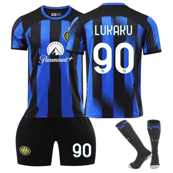 2324 Inter Milan Hjemme nr. 10 Lautaro 9 Zeco 23 Barrera 90 Lukaku Fodboldtrøje og sportstøj S