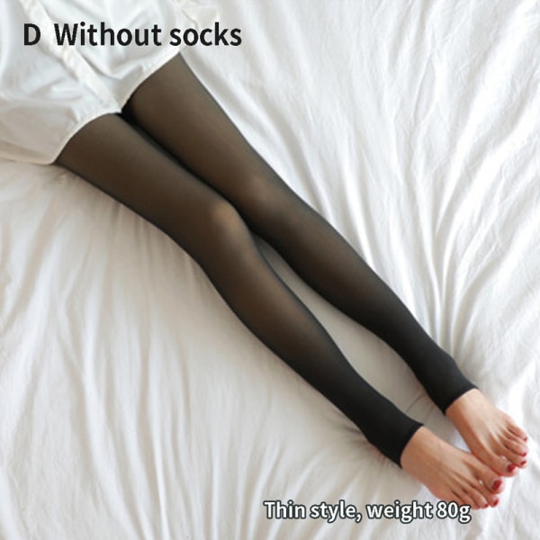 Vintervarme Leggings Dame Tykk Fleece Leggings Høy midje Transparent Black Without Socks 80G