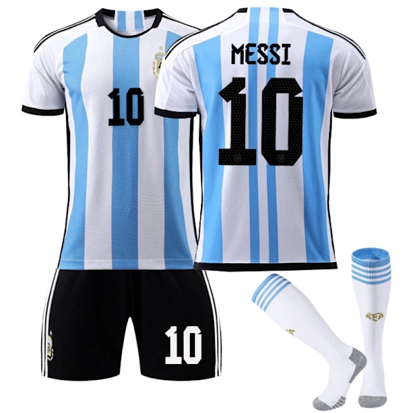 Barn og Voksne Fotballsett Qatars Landslagstreningsdrakt - Messi Argentina Hjemme 10 Messi Argentina Home 10 2XL