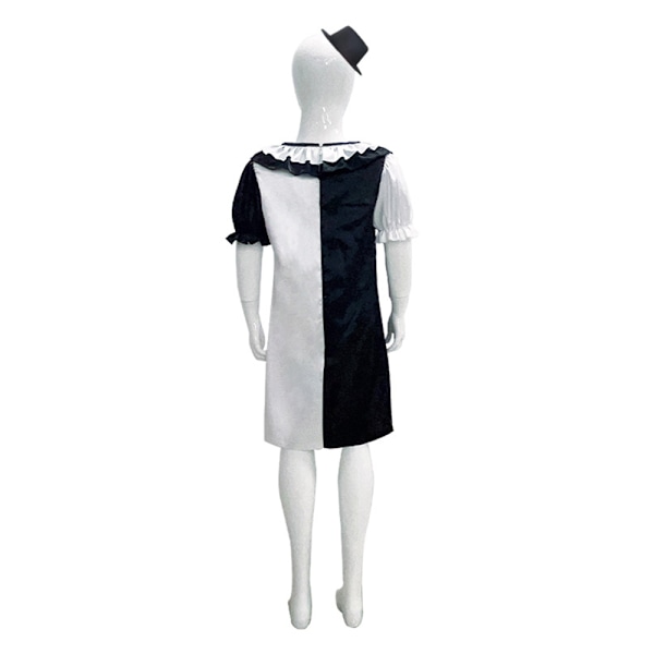 Litotail Killer Terrifier Clown Hyppyasu Musta Valkoinen Puku Bodysuit Juhla Halloween Asuste Vaatteet C C 140cm