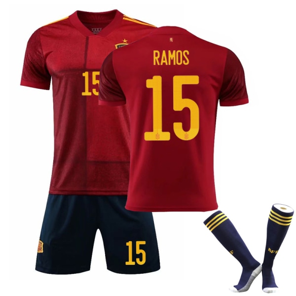 Spania Jersey fotball T-skjorter Trikotsett for barn/ungdom RAMOS  15 home Kids 20(110-120CM)
