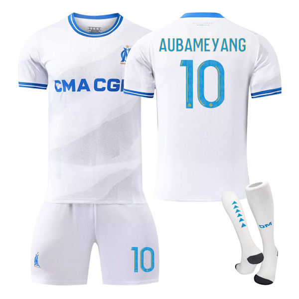 23-24 Marseille hjem ny fotballdrakt barnas student treningsdress jersey sportsklær NO.10 AUBAMEYANG S