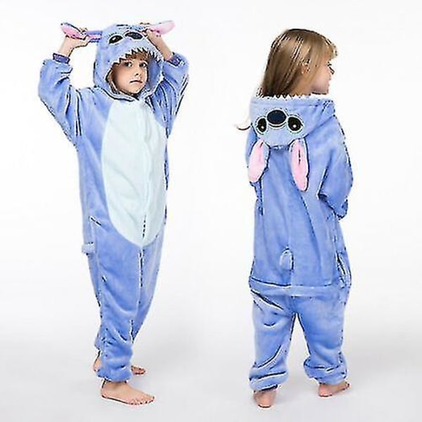 Barn Blå Stitch Tegneserie Dyr Pyjamas Party Cosplay Kostyme Voksen M 6-7Years