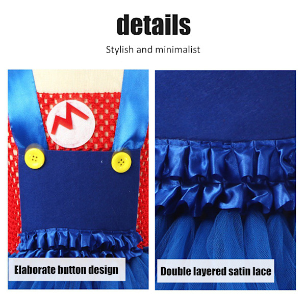 Mario-mekko lapsille Prinsessa-asu Halloween-syntymäpäiväjuhliin green L