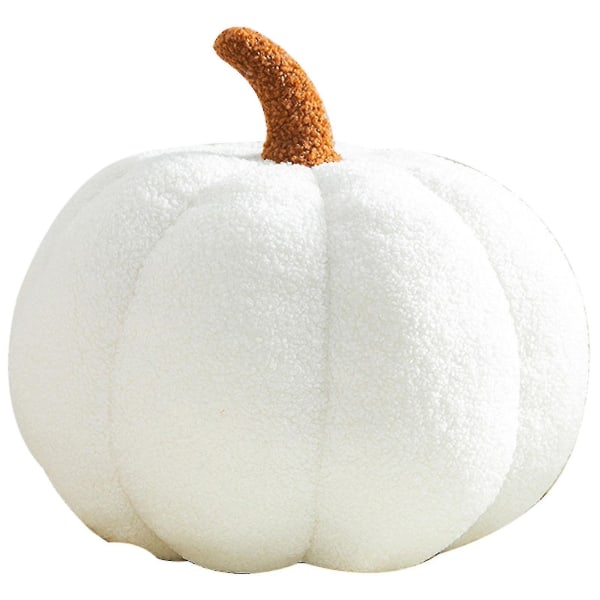 Halloween græskar pude dekoration, græskar plys pude fleece fyldte græskar dekoration Halloween græskar pude til sofa, blødt Halloween græskar white 11.8*7.87in