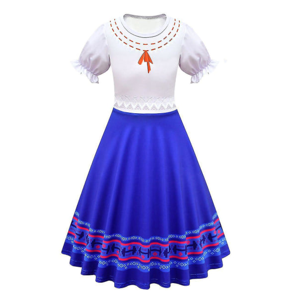 Encanto Luisa Madrigal Cosplay Kostym Tjejklänningar Carnival Halloween Fancy Dress Costumes_y 130(7Y)