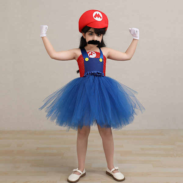 Mario-mekko lapsille Prinsessa-asu Halloween-syntymäpäiväjuhliin red XL