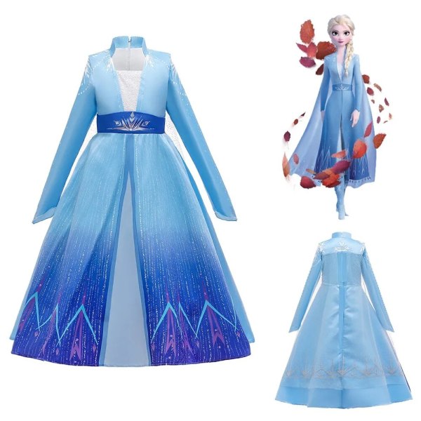 Cosplay Frozen 2 Halloween Kostymer Anna Elsa Princess Klänning Set För tjejer BX1666 Blue Size 140