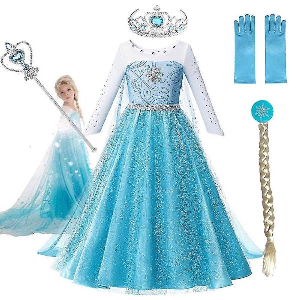 Elsa kjoler til jenter Cosplay kostymer 8T