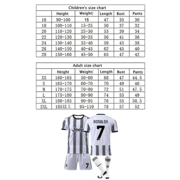 22-23 Juventus Ronaldo #7 Juv fotballsett for voksne/barn S