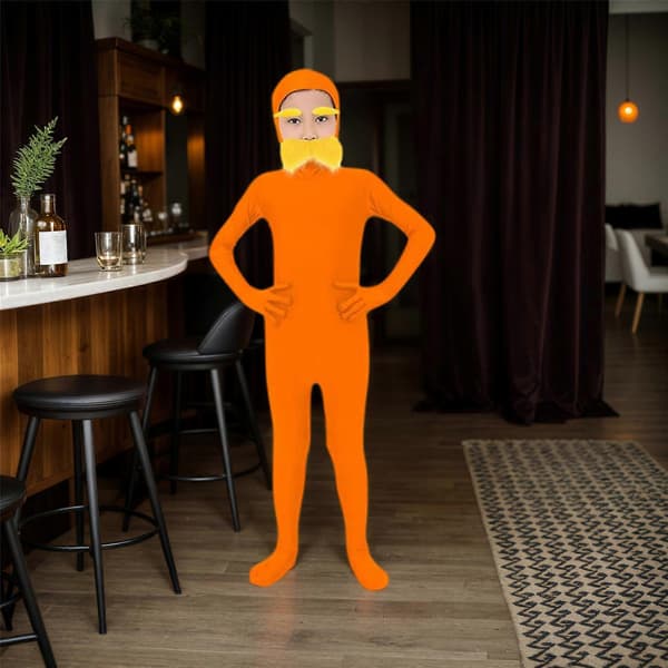 Open Face Mandarin Kostym med Mustasch & Ögonbryn för Cosplay[JUN] Child 140cm