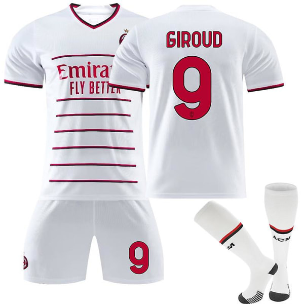 Ac Milan Away Kids Fotballskjorte for menn Treningsskjorte dress 22/23 GIROUD 9 XS