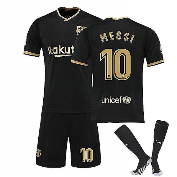 Fotbollssats för barn Hemma Borta T-shirt Set 21/22 - 20 21 Barcelona Away Messi 10 Kids 26 (140-150)