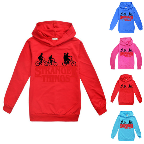 Stranger Things Børn Drenge Print Hættetrøje Sweatshirt k Rose Red 150cm
