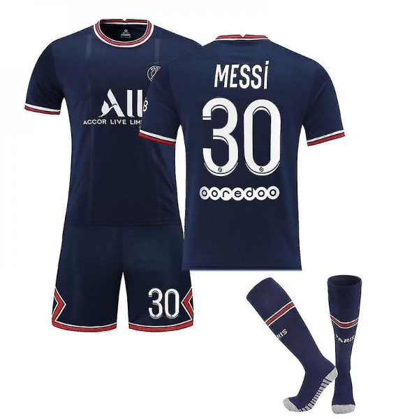 Fotbollsdräkter för barn 21/22 Paris Messi hemmatröja nr 30 Blue XXL(190-200CM)