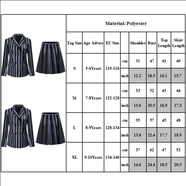 Onsdag Addams Costume Girl School Uniform Dress Dress for Kid Purple L