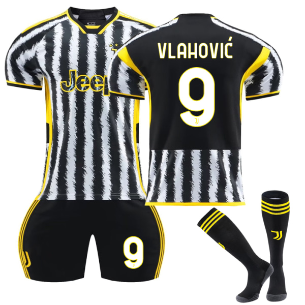 23-24 Juventus FC Hjemme Børnefodbolddragter No.9 Vlahović 28