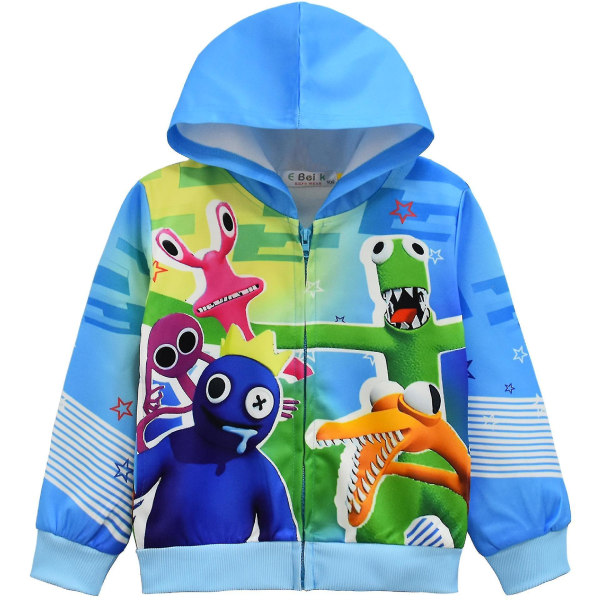 Rainbow Friends Roblox Kids Kappa Hooded Zip Jacka Ytterkläder Topp Xmas Gift_s D 120cm