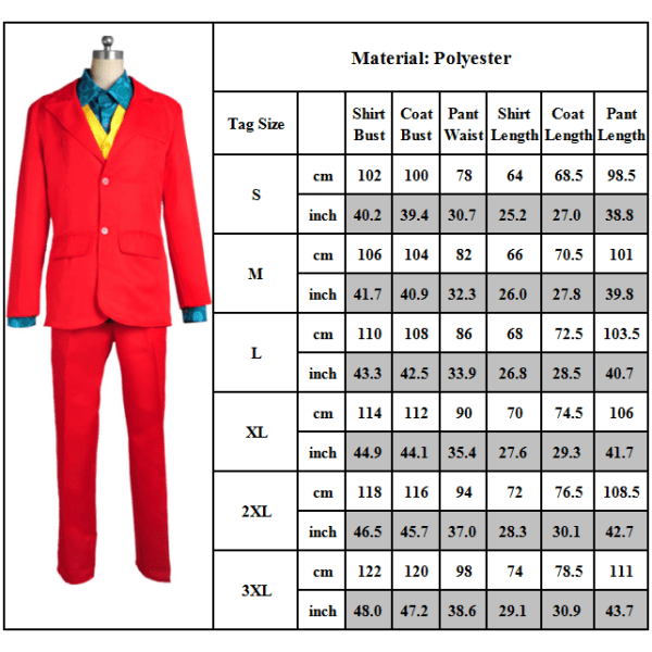 Juhli Anime Cosplay Costumes Joker Clown hauska mekko Red M