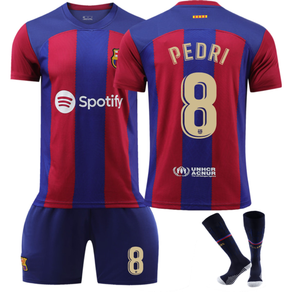 23-24 Pedri 8 New Barcelona New Season Jersey Senaste Vuxna Barn Fotbollströja Adult XS（160-165cm）