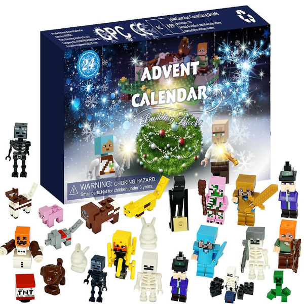 2023 Jul Adventskalender Minecraft Byggklossar Figurer Toy Xmas 24 Dagar Nedräkning Överraskning Box Present För Fans Barn