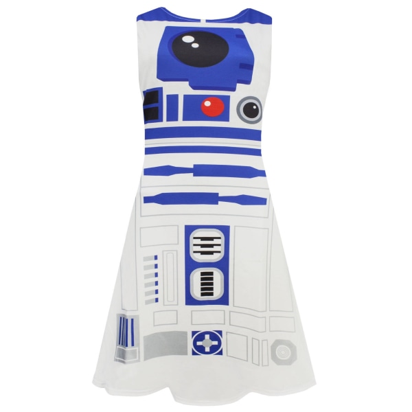 Star Wars Dame/Dame R2-D2 Cosplay Skater Kjole Hvit/Blå White/Blue L