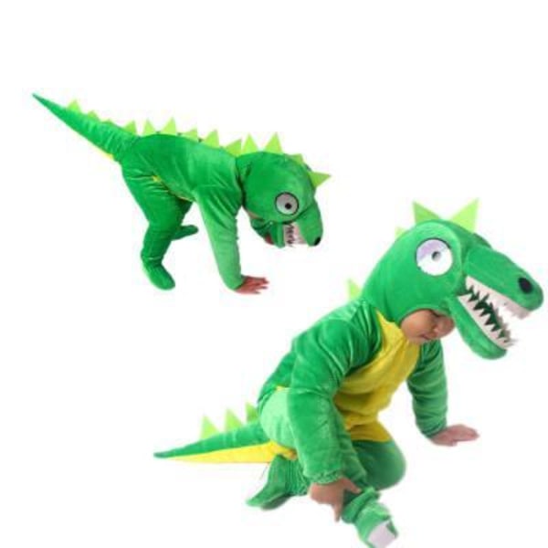 Dinosauriedräkt Unisex Barn drakdräkt utklädning dinosaurie drak Green 110 cm