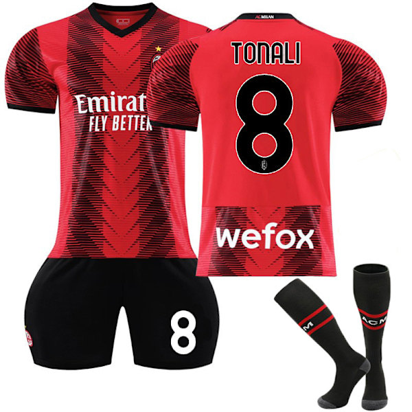 Ny sesong 2023-24 AC Milan Hjemme nr. 9 Giroud 10 Leo 11 Ibrahimovic 19 Special Olympics Fotballdrakt Sportsklær XS