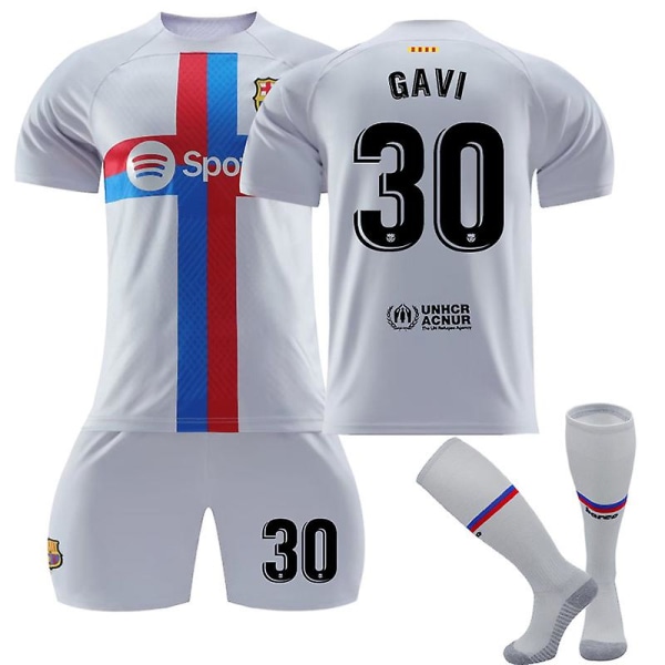 22-23 Barcelona Away Soccer Jersey #30 Gavi Soccer Jersey Kids 24(130-140CM)