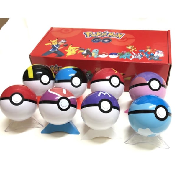 8 stk Poké Ball+ 8 stk Pokémonfigurer+8 stk Base Beste bursdagsgave