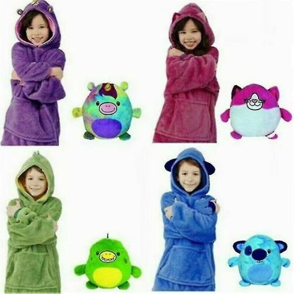 Kids Pets Hoodle Blanket Sweatshirt Soft Warm Oversized Plush Winter Hoodies CMK Green