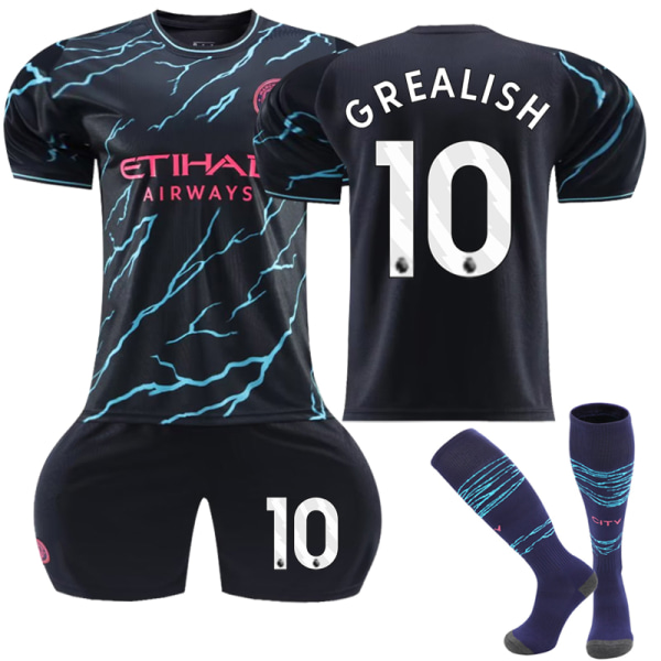 23-24 Manchester City Borte, Grealish fotballdrakt for barn nr. 10 16