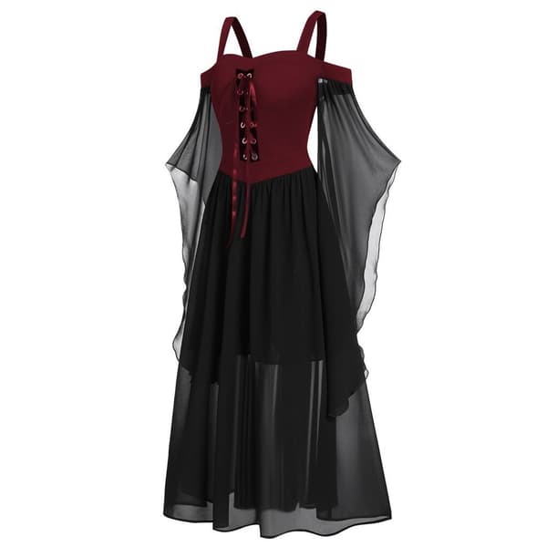 Halloween-kostym för kvinnor, gotisk klänning, vuxen vampyrklänning red red 2XL
