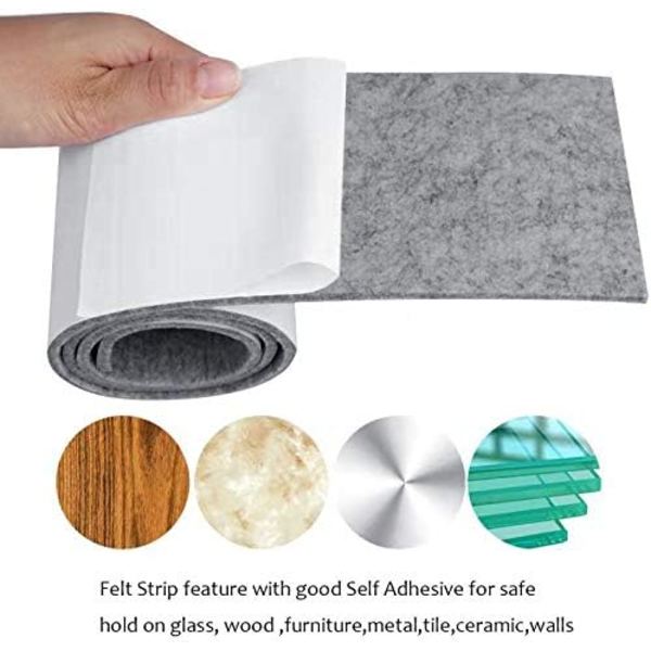 Självhäftande filt 2 rullar（100 * 10cm+100 * 2cm, grå），självhäftande